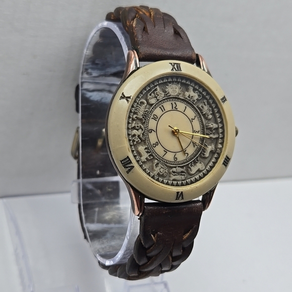 Unique Cardini Zodiac Signs Watch New Battery Copper Stone Dial Horoscope Runs - Picture 3 of 11